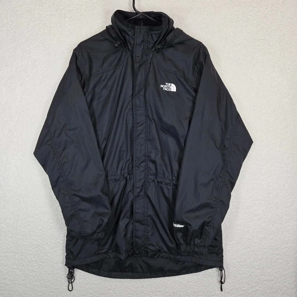The North Face Mens Hydrenaline Windbreaker Jacket Medium Black Hooded Gorpcore
